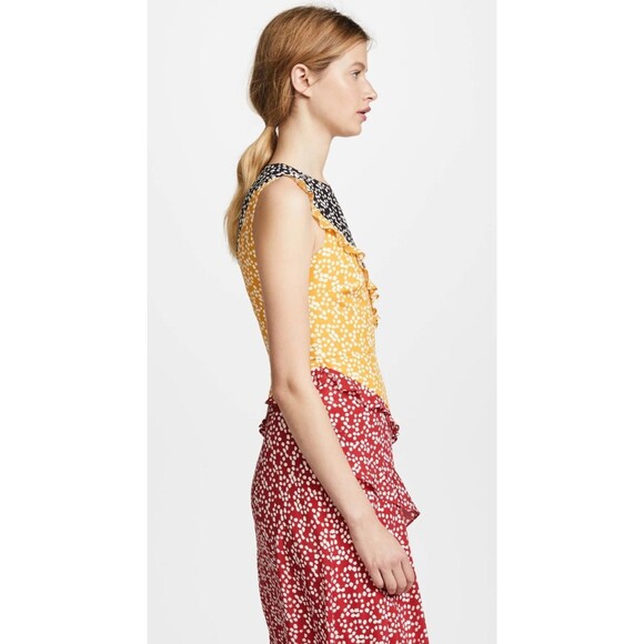 Saloni Agnes Knot Print Silk Crepe De Chine Dress Size 2 Multicolor Combo - Picture 2 of 8